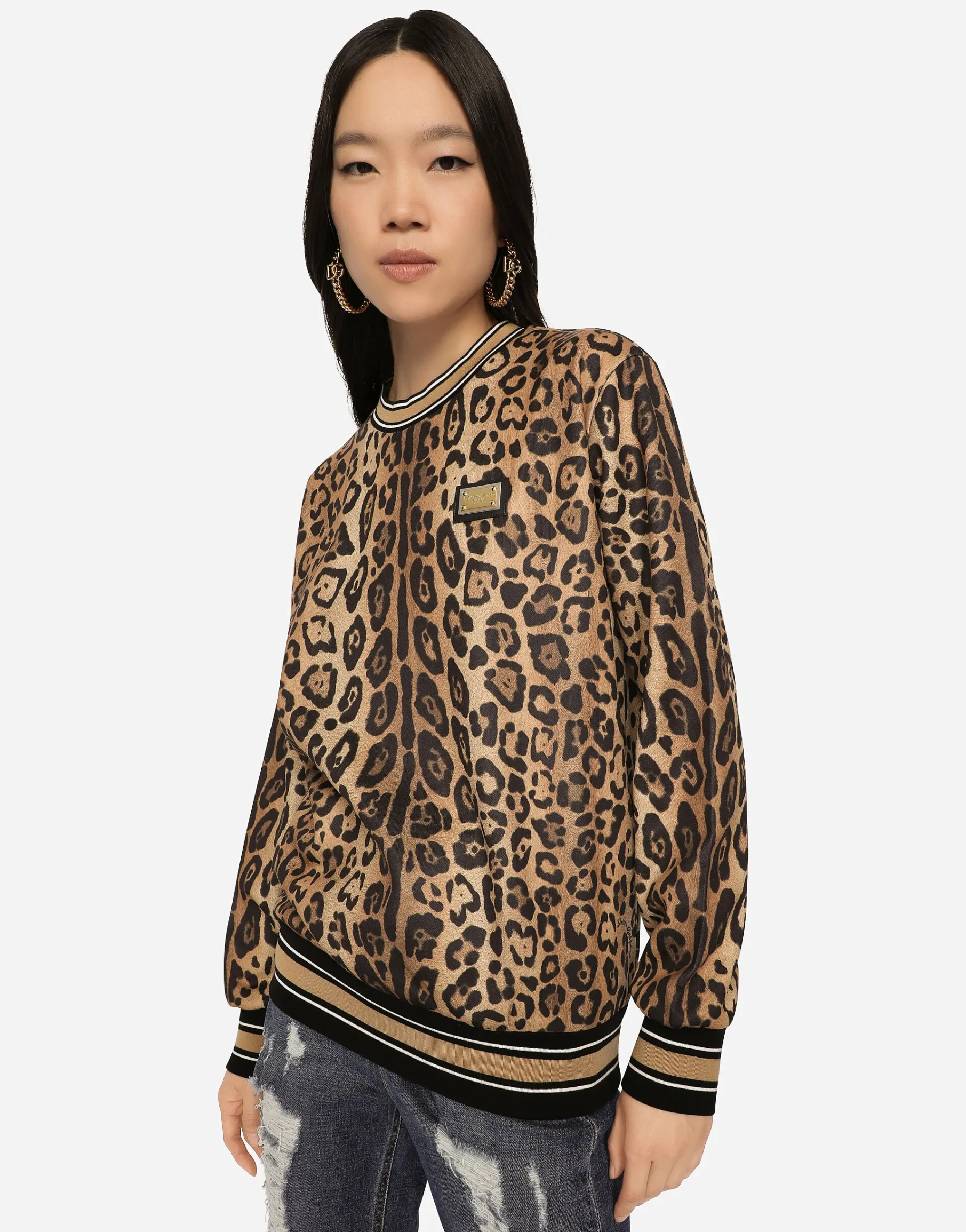 Leopard-print jersey sweatshirt