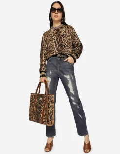 Leopard-print jersey sweatshirt