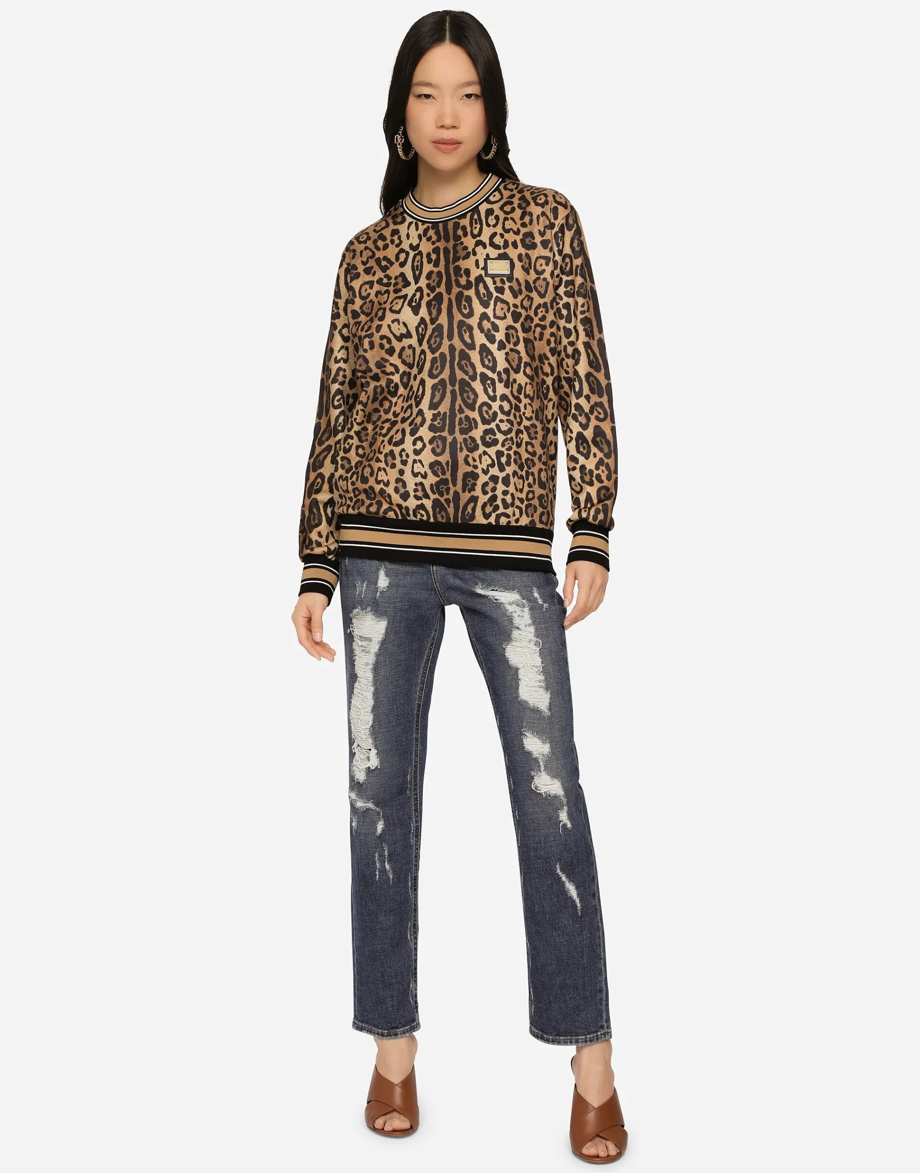Leopard-print jersey sweatshirt