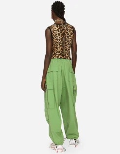 Leopard-print jersey tank top