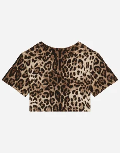 Leopard-print jersey T-shirt