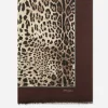 Leopard-print modal and cashmere scarf (135x200)