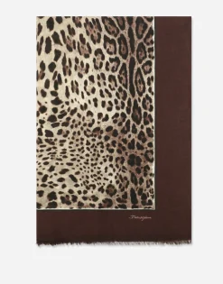 Leopard-print modal and cashmere scarf (135x200)