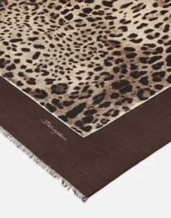 Leopard-print modal and cashmere scarf (135x200)