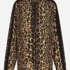 Leopard-print nylon anorak