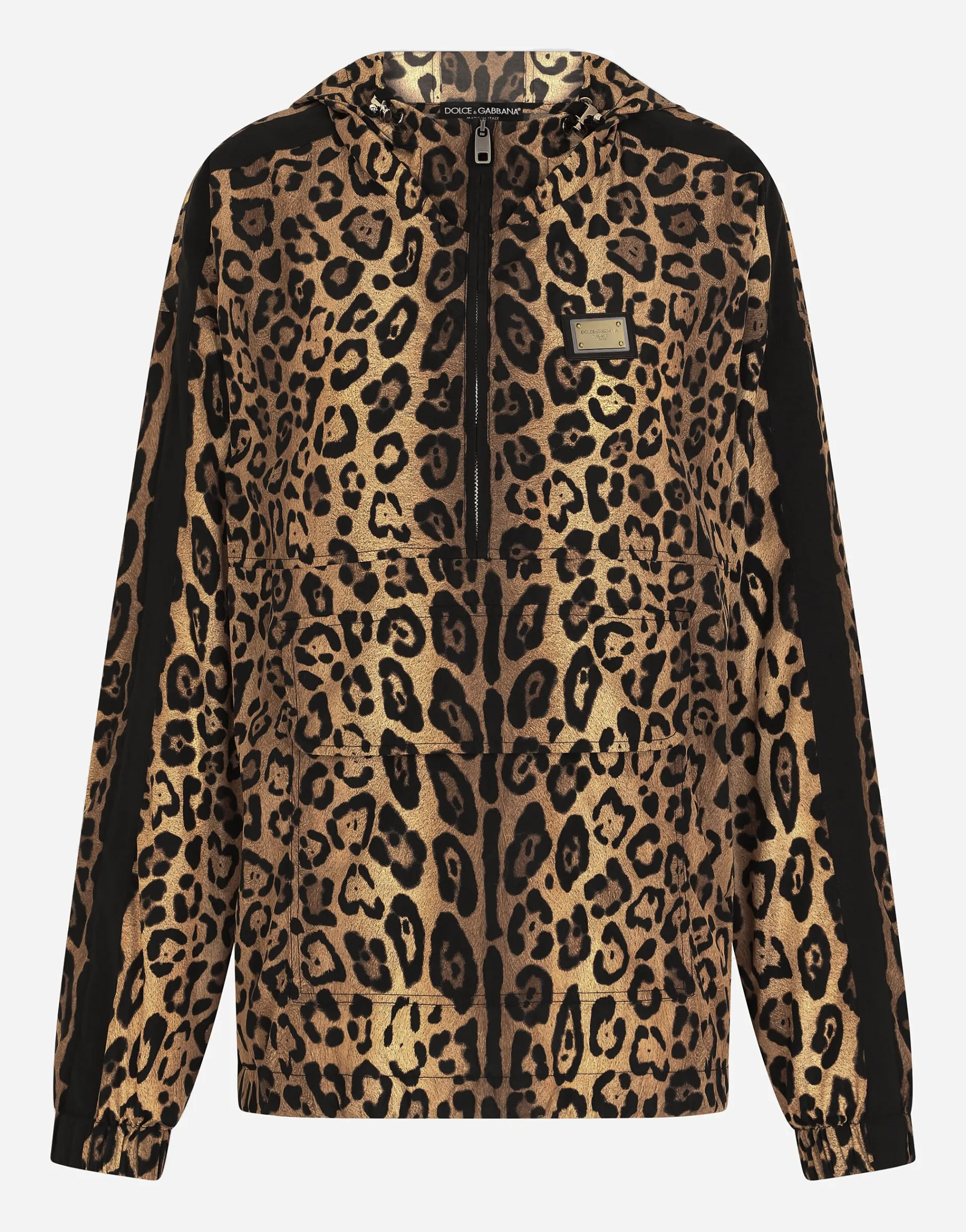 Leopard-print nylon anorak