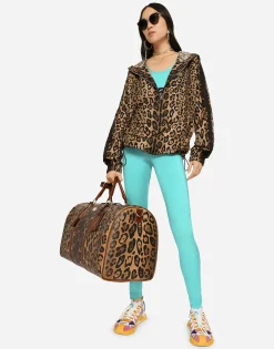 Leopard-print nylon anorak