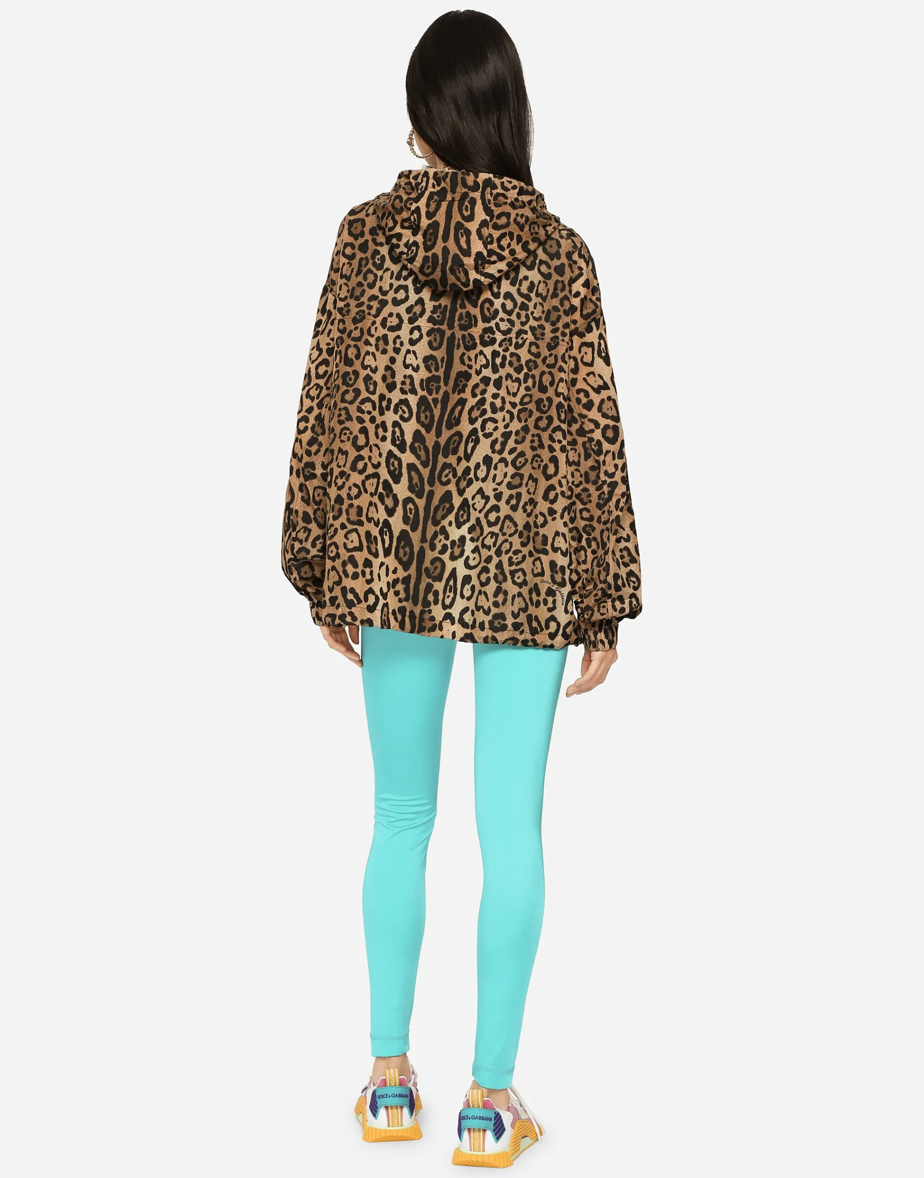 Leopard-print nylon anorak