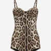 Leopard-print one-piece balconette swimsuit