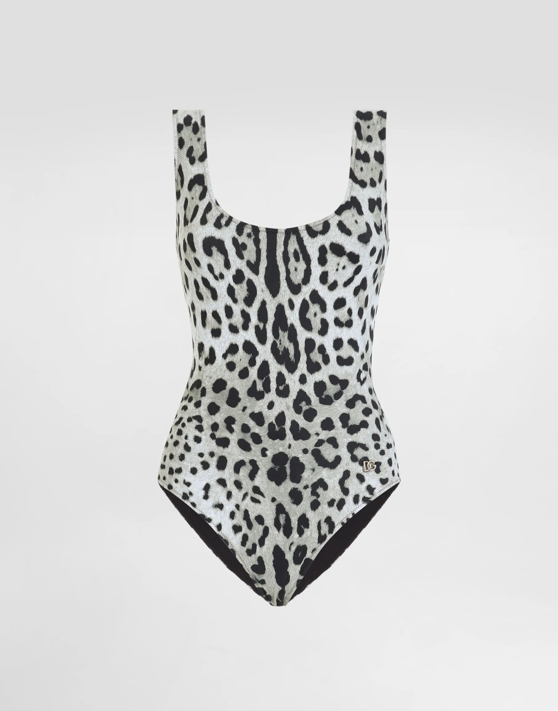 Leopard-print one-piece racing swimsuit
