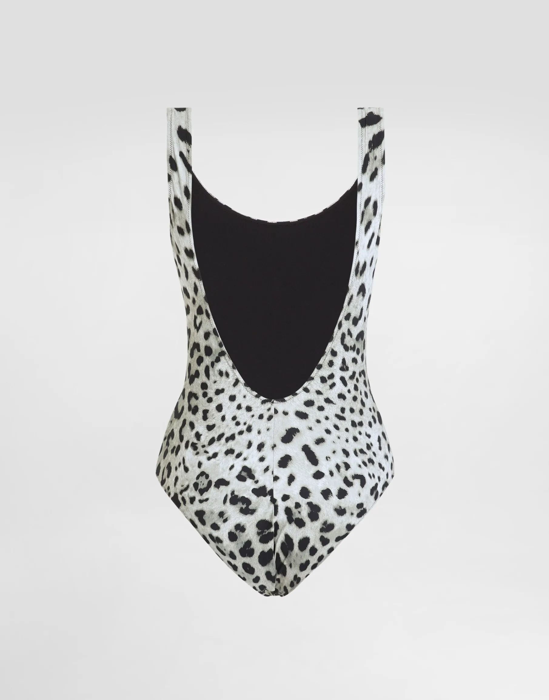 Leopard-print one-piece racing swimsuit