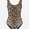 Leopard-print one-piece swimsuit