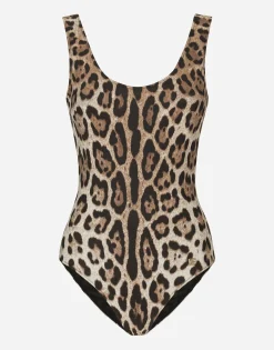 Leopard-print one-piece swimsuit