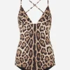 Leopard-print one-piece swimsuit