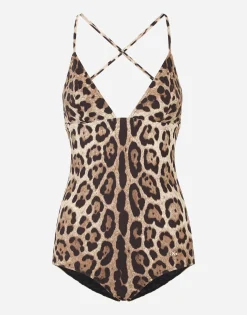 Leopard-print one-piece swimsuit