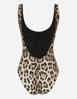 Leopard-print one-piece swimsuit