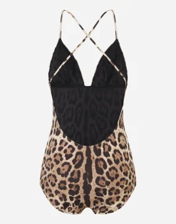 Leopard-print one-piece swimsuit