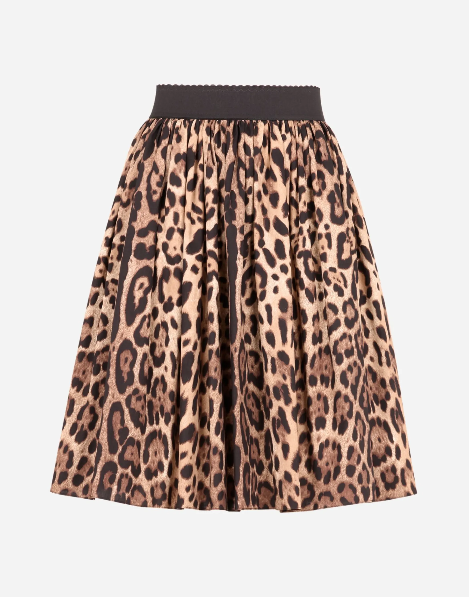 Leopard-print poplin circle skirt