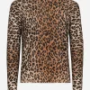 Leopard-print round-neck wool sweater