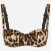 Leopard-print satin balconette bra