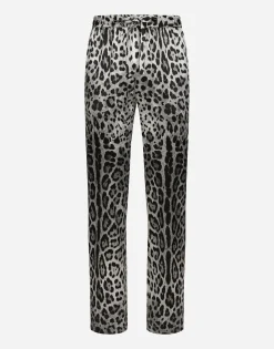 Leopard-print satin pants