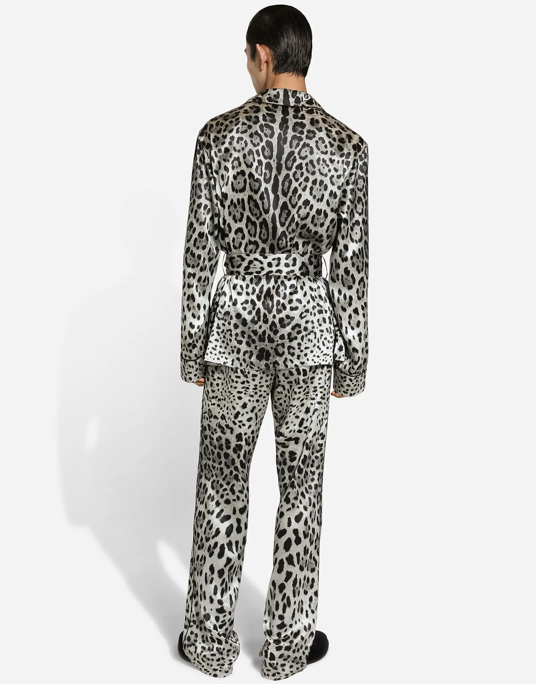 Leopard-print satin pants