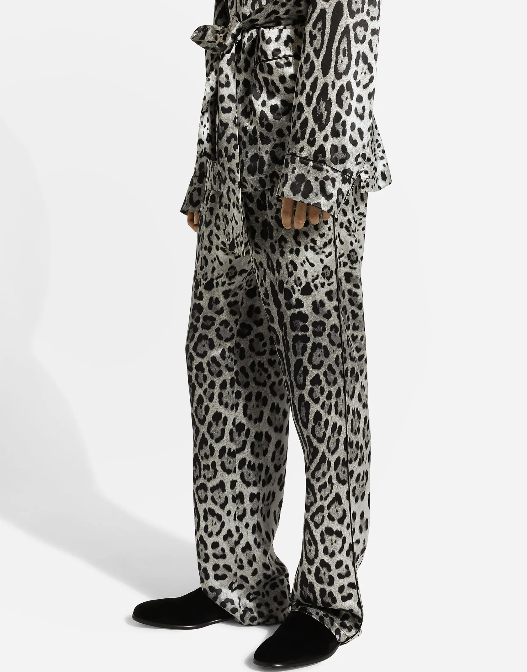 Leopard-print satin pants