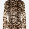 Leopard-print satin shirt