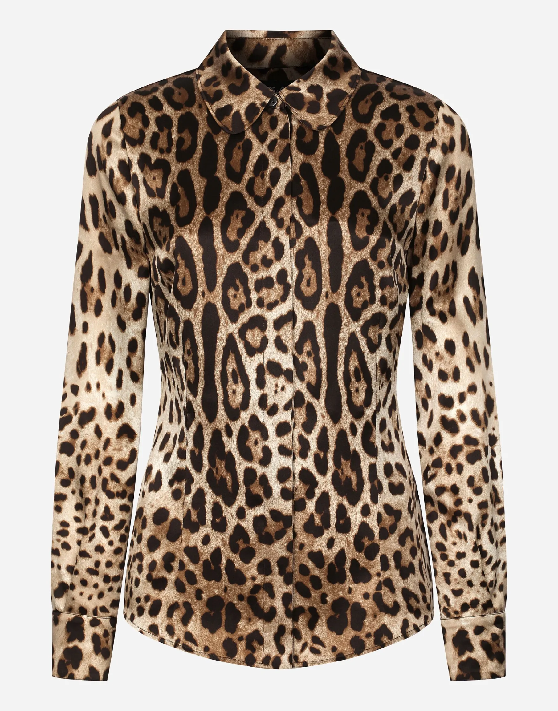 Leopard-print satin shirt
