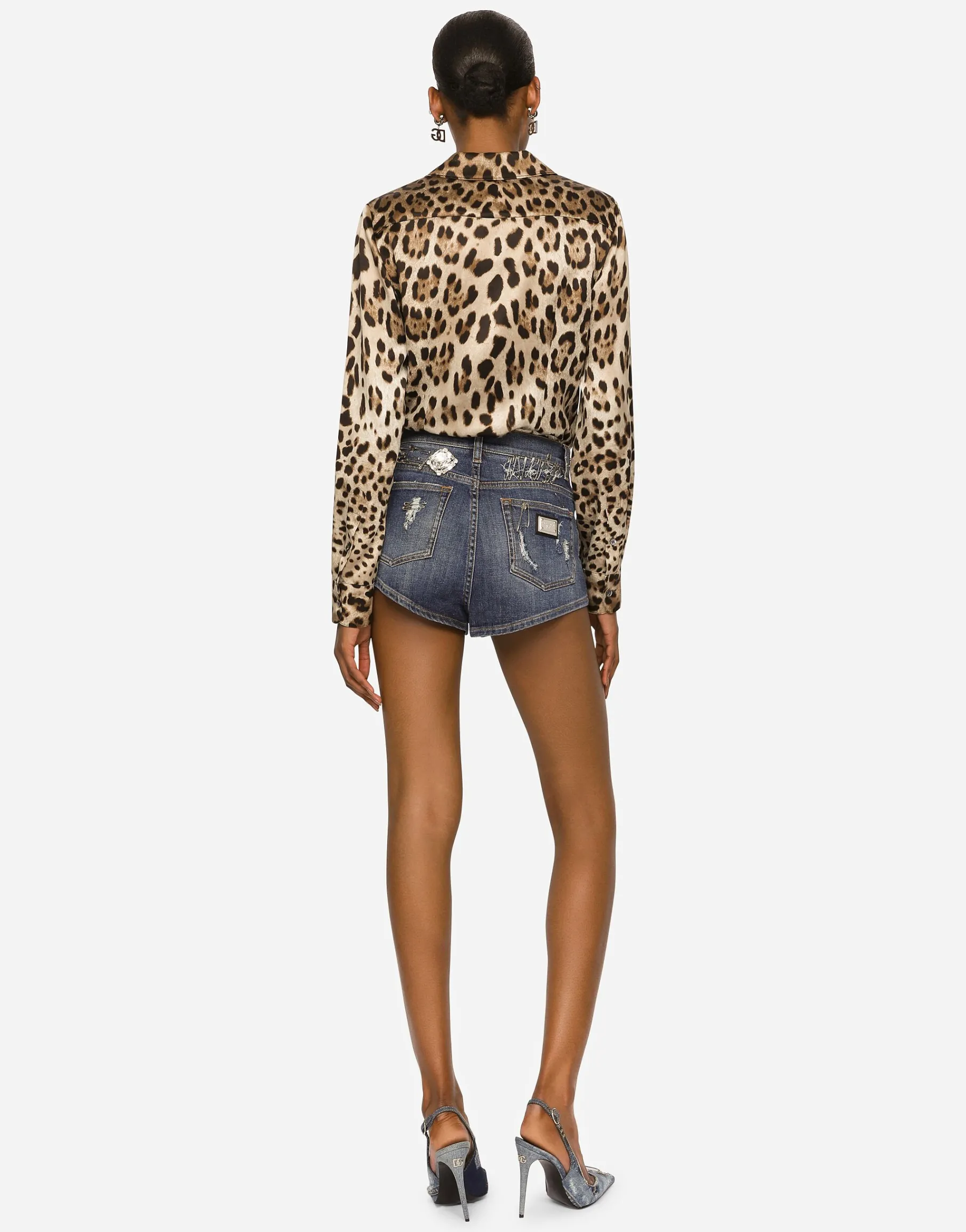 Leopard-print satin shirt