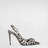 Leopard-print satin slingbacks