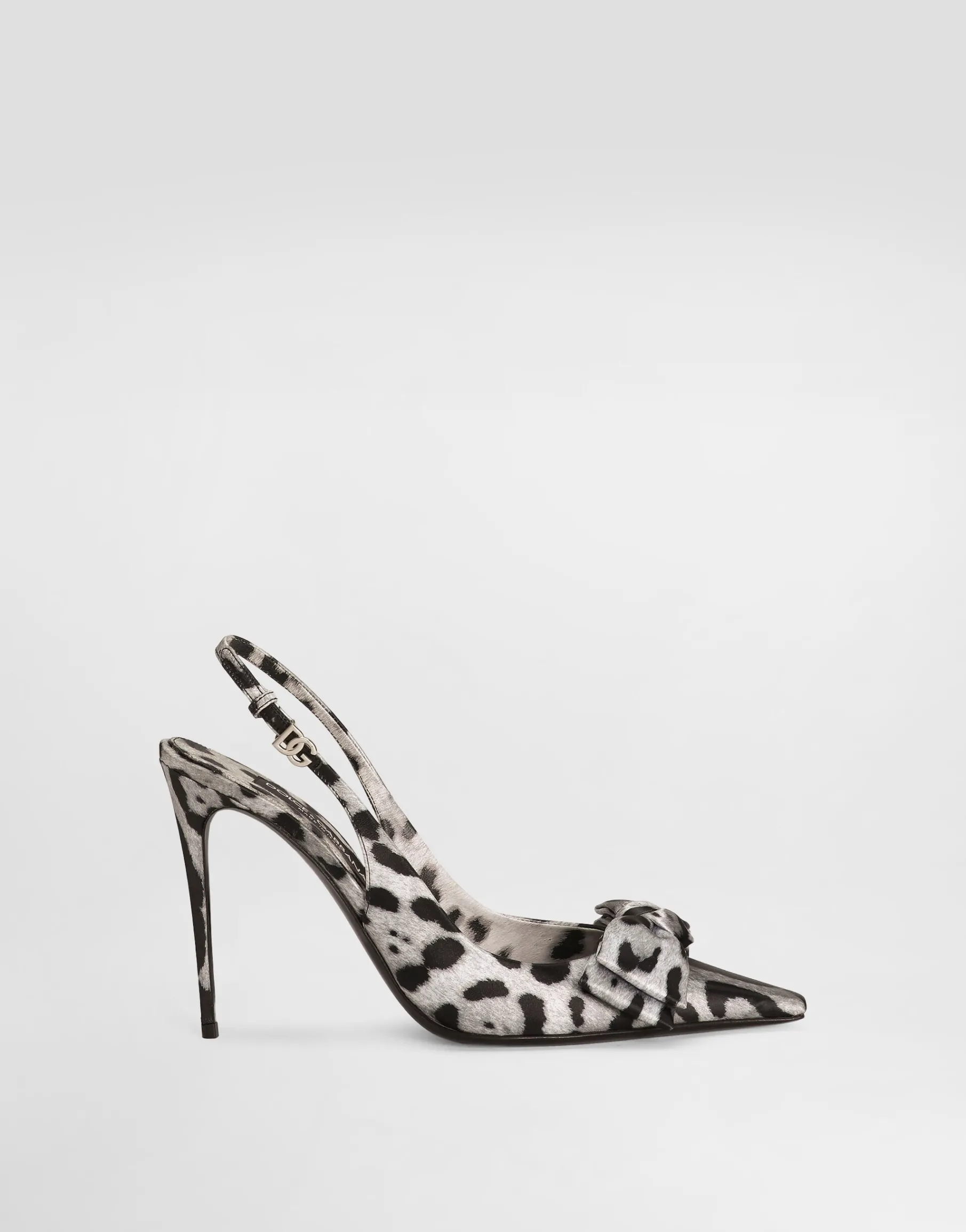 Leopard-print satin slingbacks