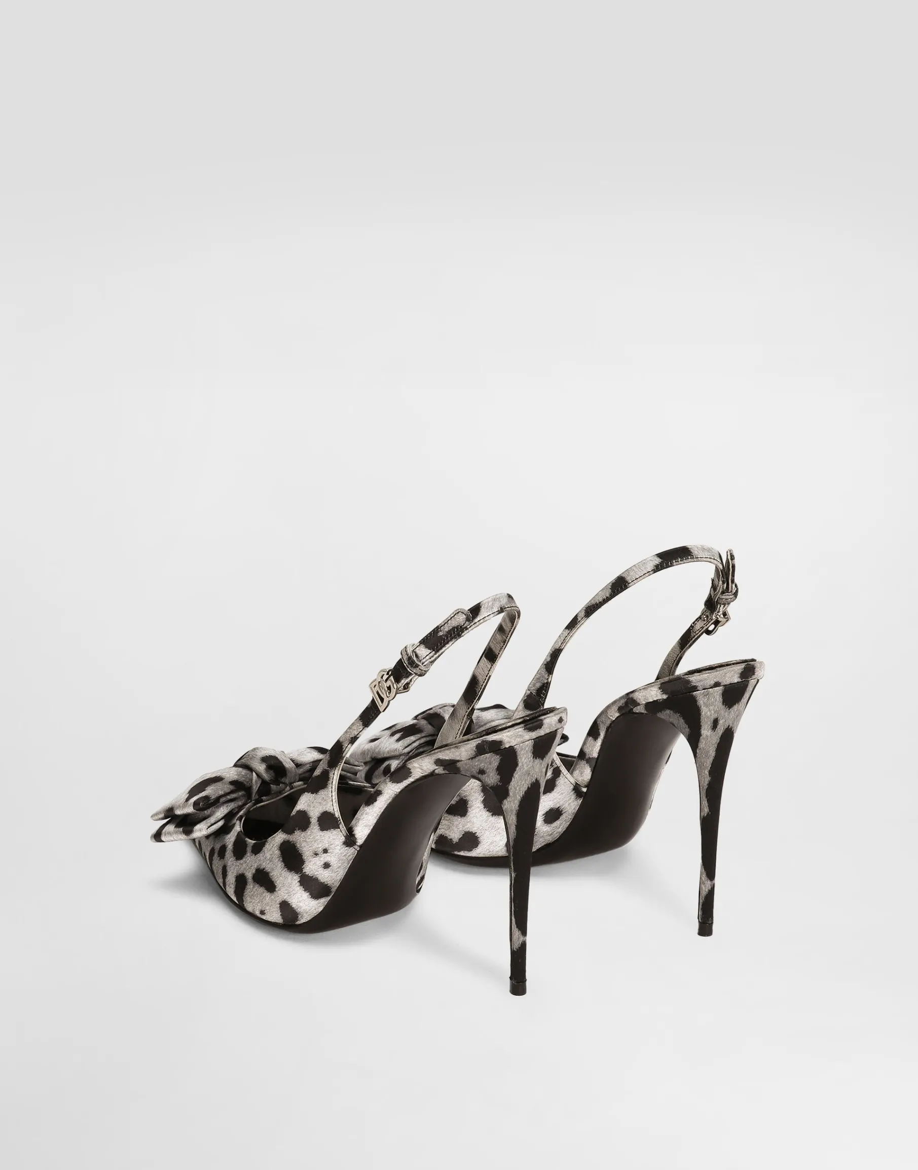 Leopard-print satin slingbacks