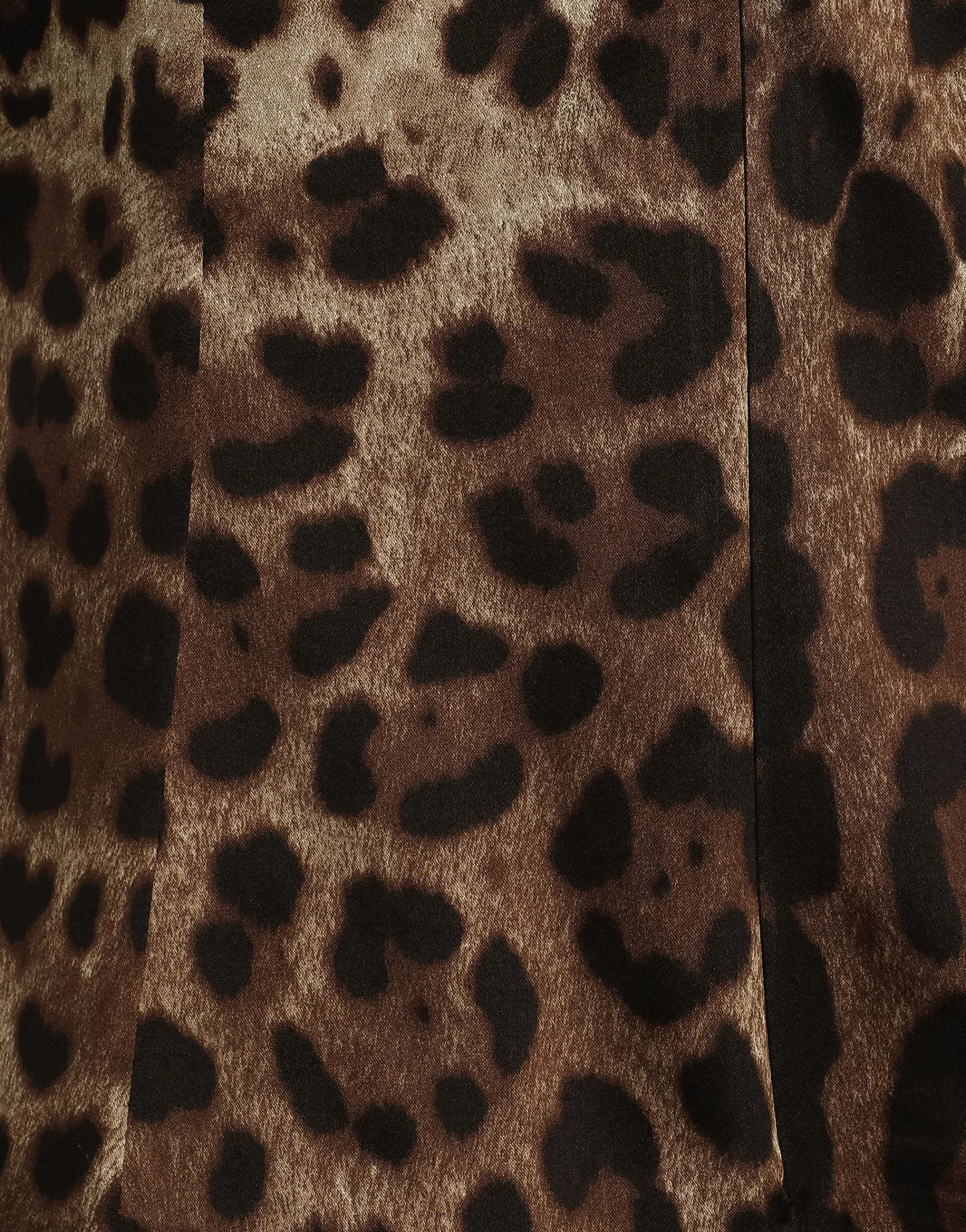 Leopard-print satin top with lace inlay