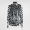 Leopard-print silk satin shirt