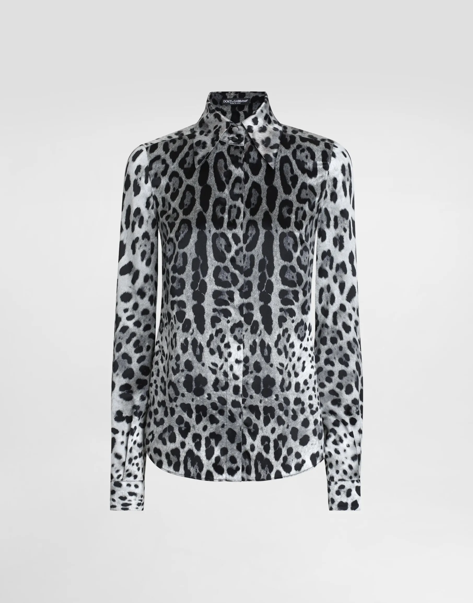 Leopard-print silk satin shirt