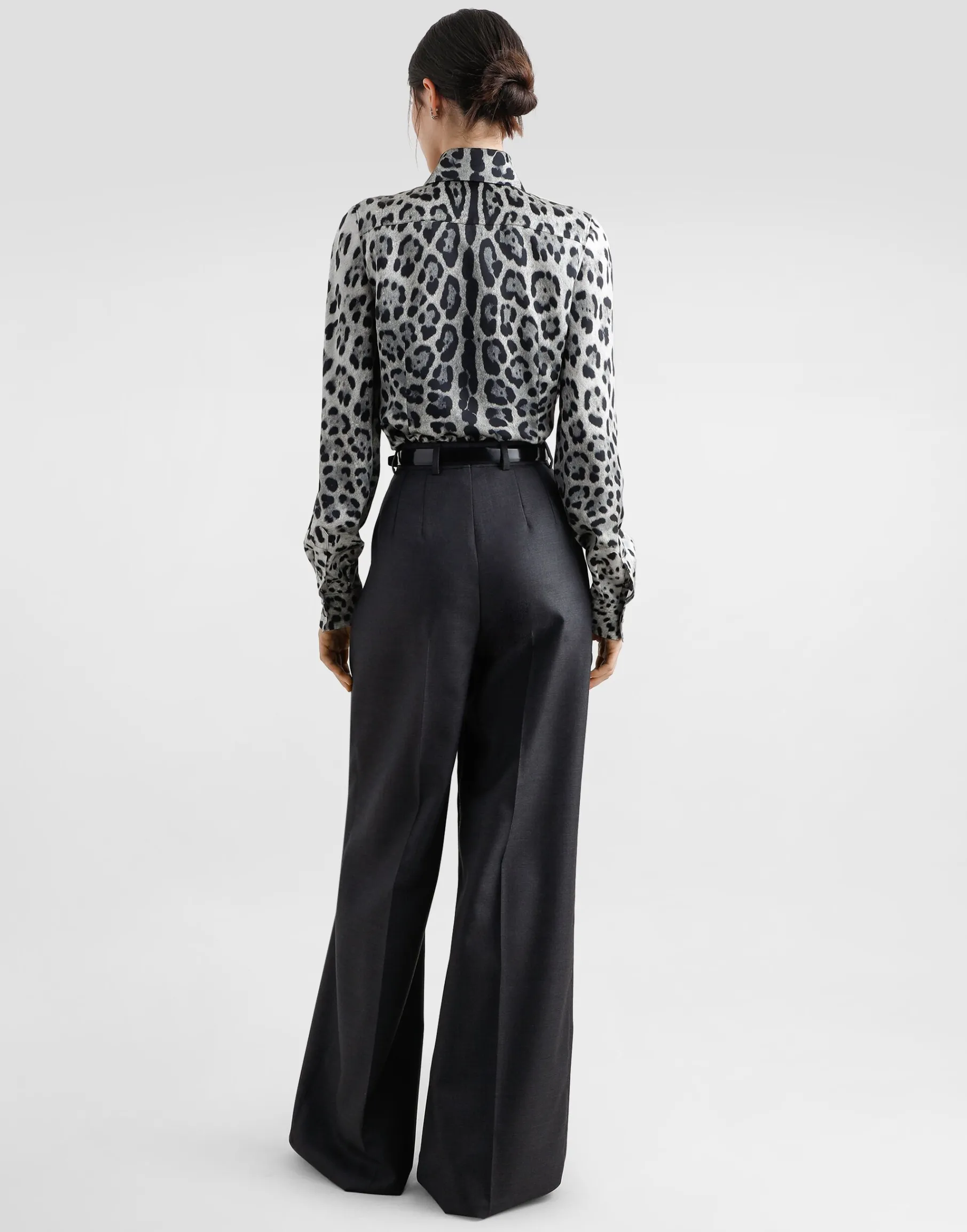 Leopard-print silk satin shirt