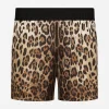 Leopard-print silk shorts