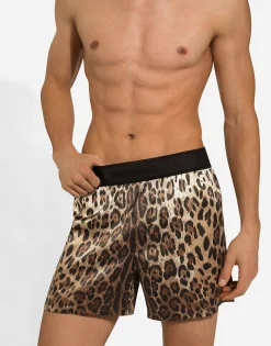Leopard-print silk shorts