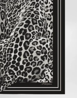 Leopard-print silk twill foulard (90x90)