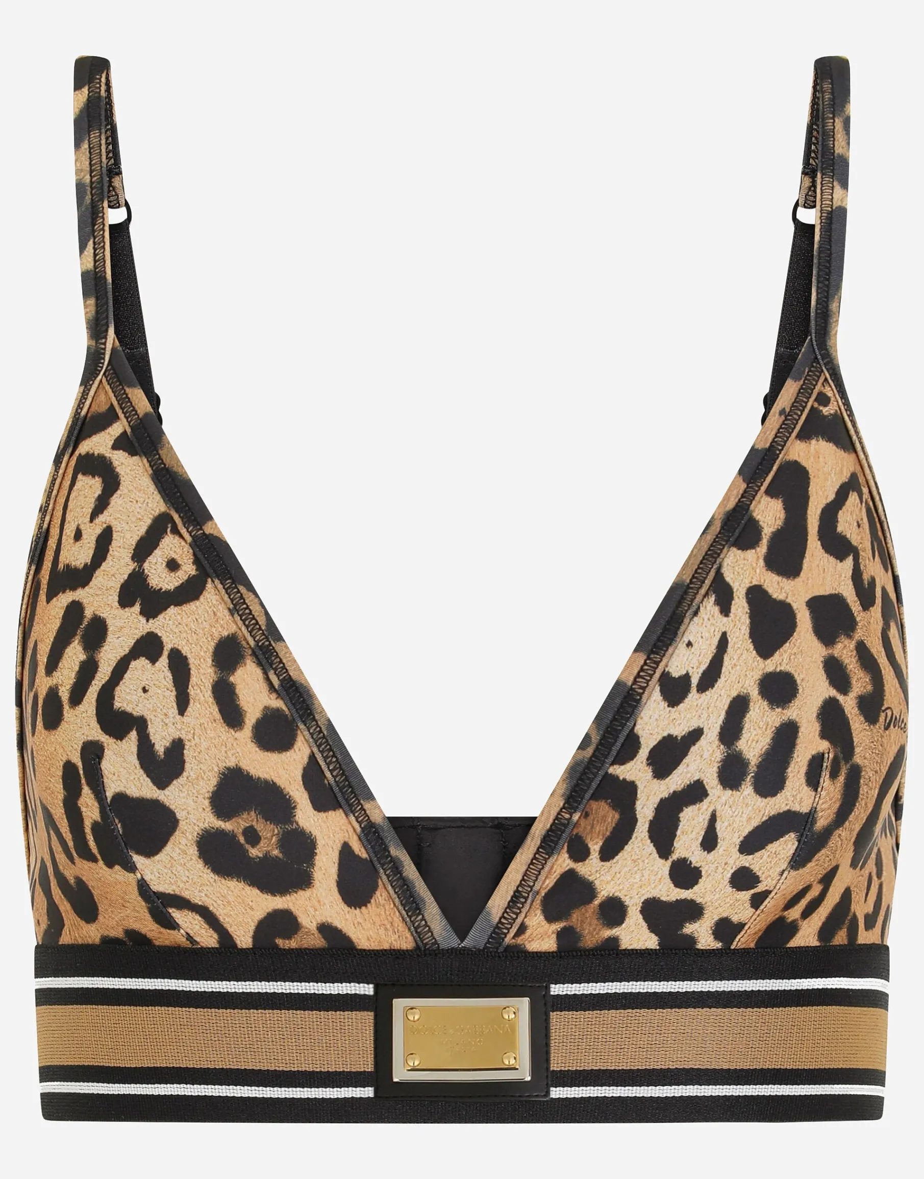 Leopard-print spandex/jersey bralet