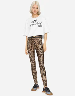 Leopard-print spandex/jersey leggings