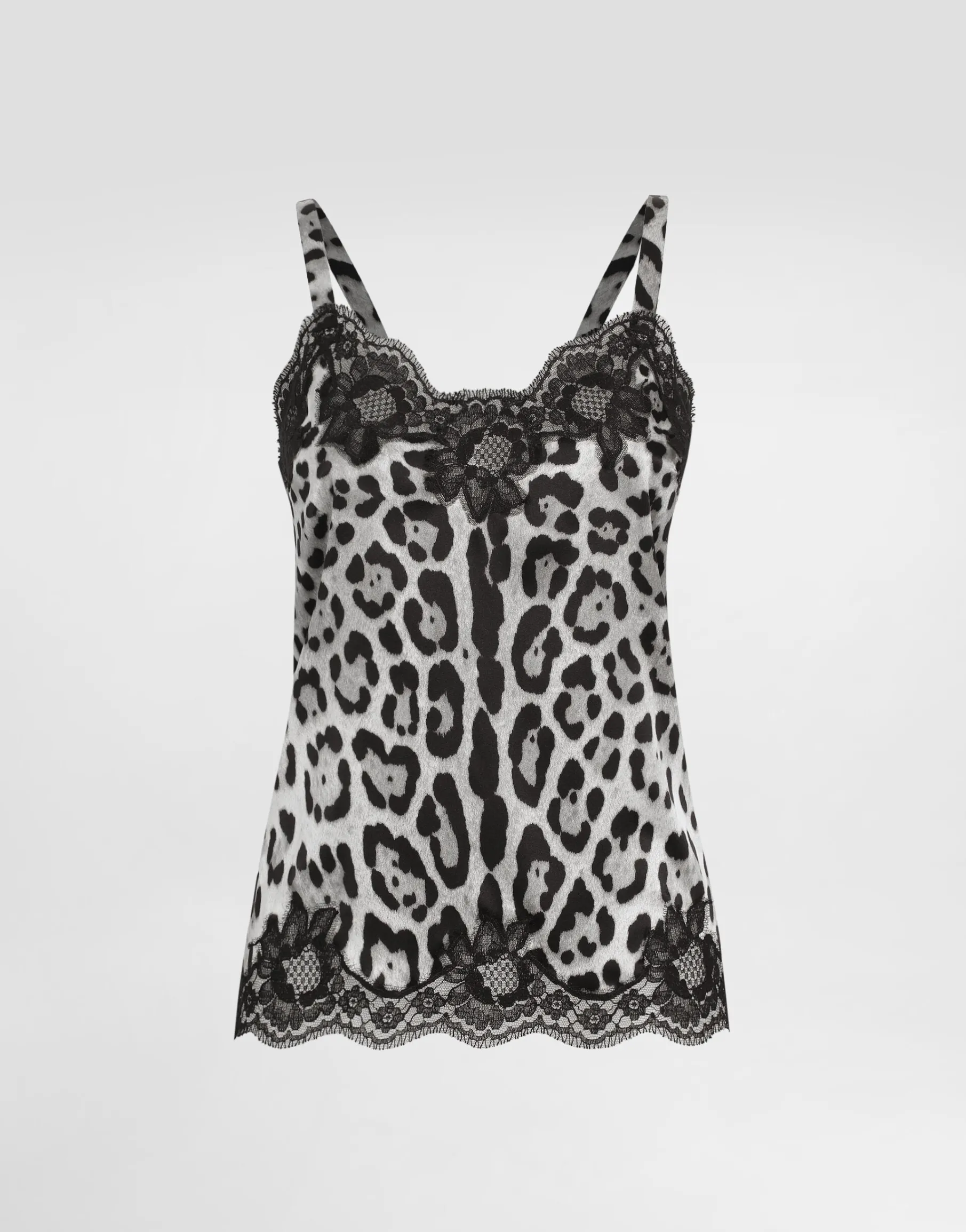 Leopard-print stretch silk satin lingerie-style top