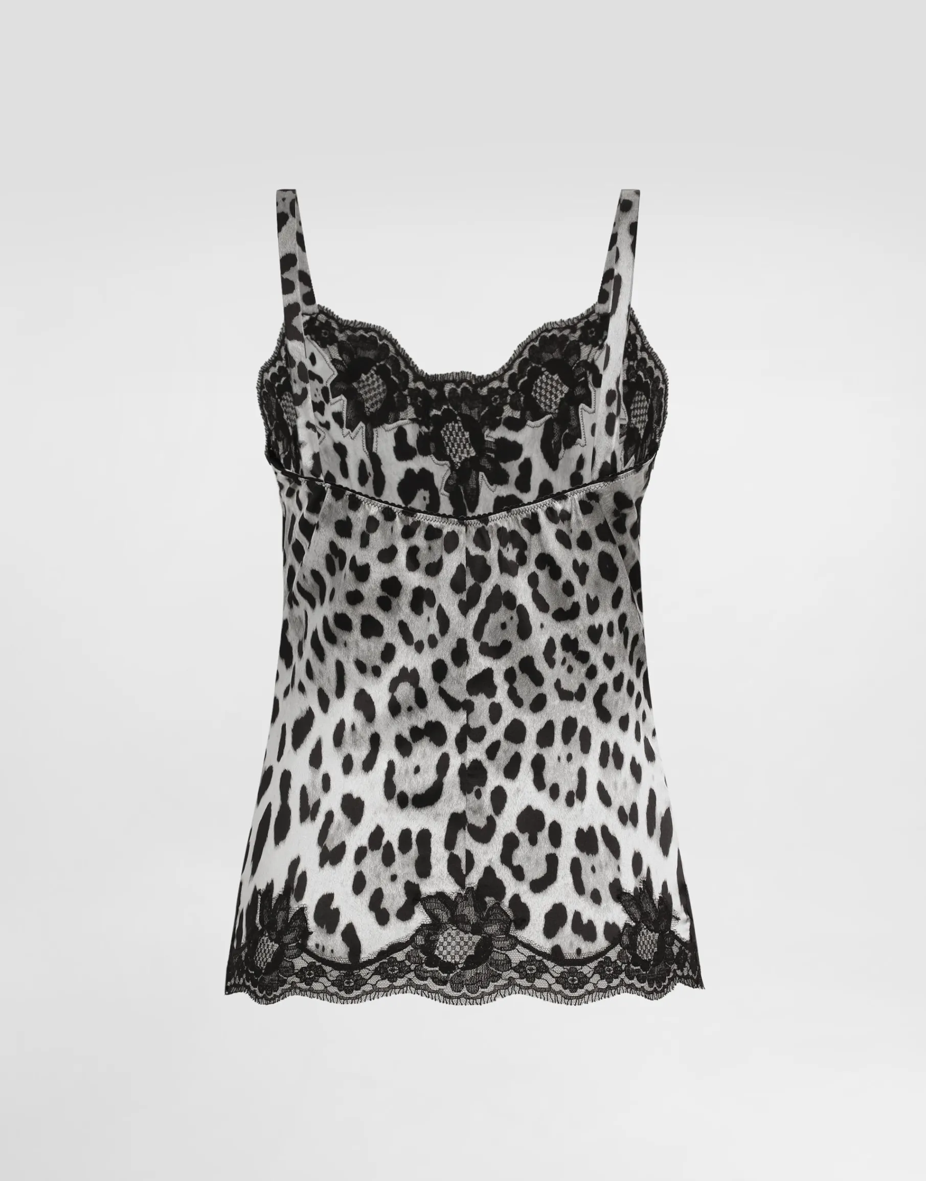 Leopard-print stretch silk satin lingerie-style top