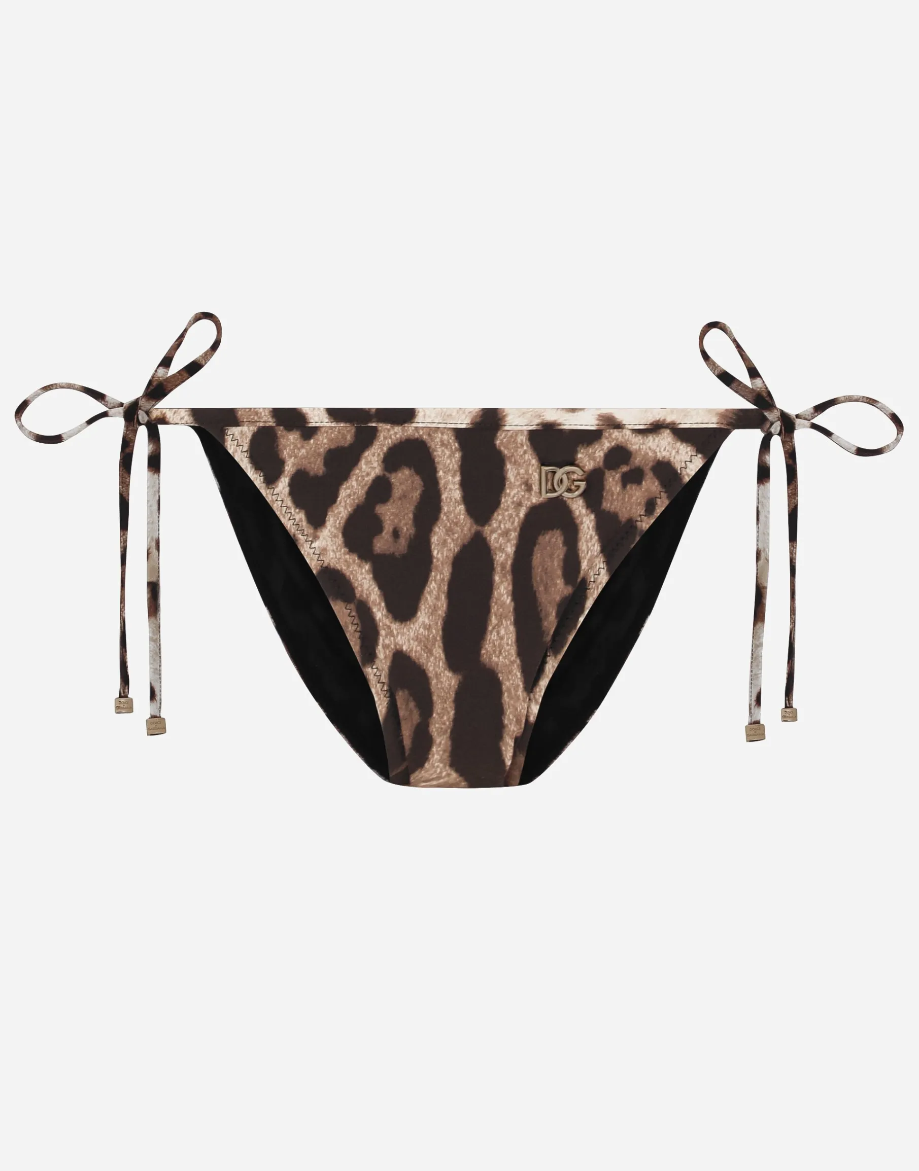 Leopard-print string bikini bottoms
