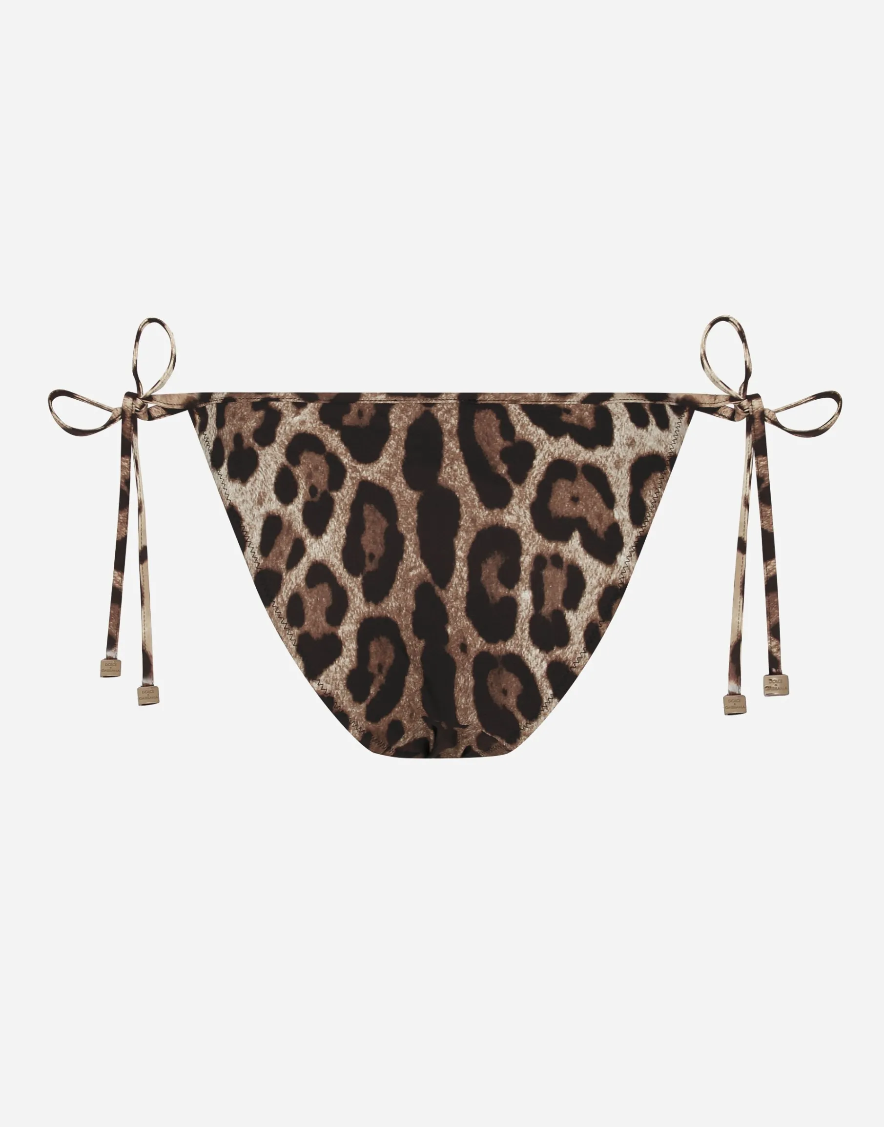 Leopard-print string bikini bottoms
