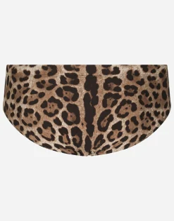 Leopard-print swim briefs
