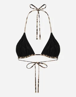 Leopard-print triangle bikini top