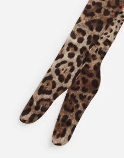 Leopard-print tulle tights