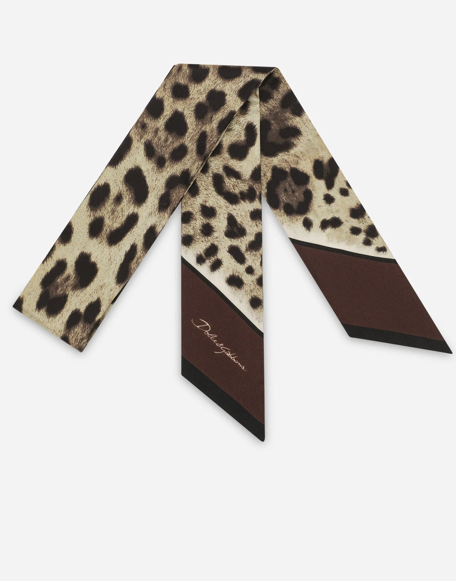 Leopard-print twill headscarf (6x100)